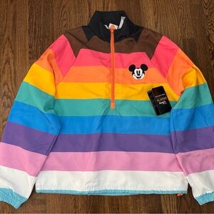 Disney PRIDE Mickey Mouse Rainbow 3/4 Zip Pullover Sweater Size Small